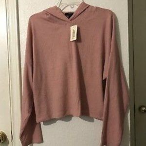 Forever 21 Knit Ribbed Cropped Hoodie